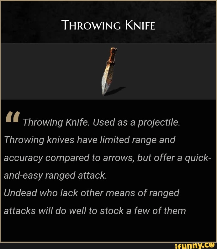 THROWING KNIFE Throwing Knife. Used as projectile. Throwing knives have