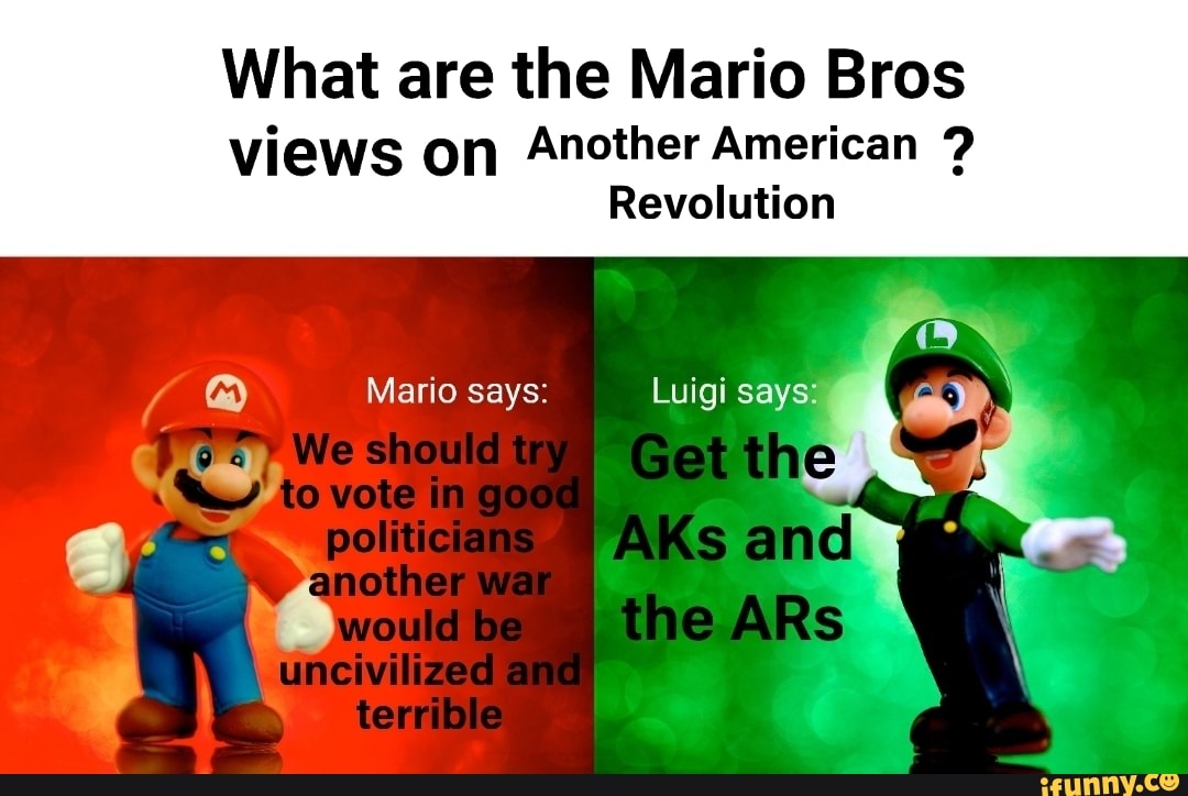 What are the Mario Bros views on Another American Revolution Mario says: Lu...