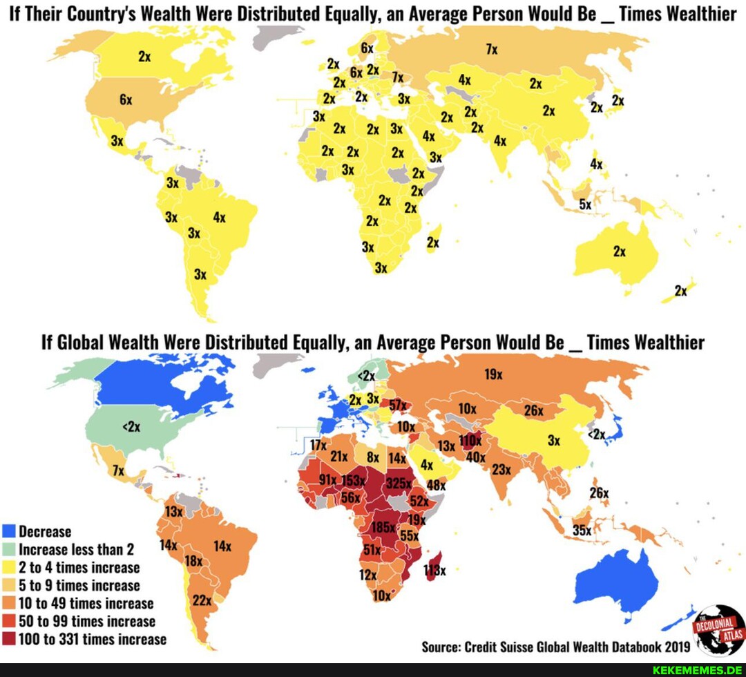 If Their Country's Wealth Were Distributed Equally, an Average Person Would Be _