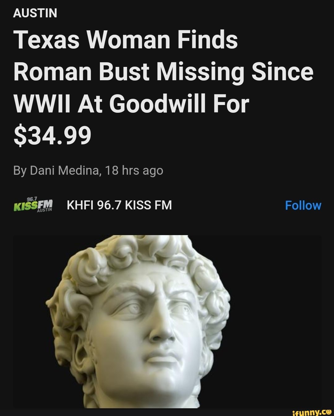 AUSTIN Texas Woman Finds Roman Bust Missing Since WWII At Goodwill For