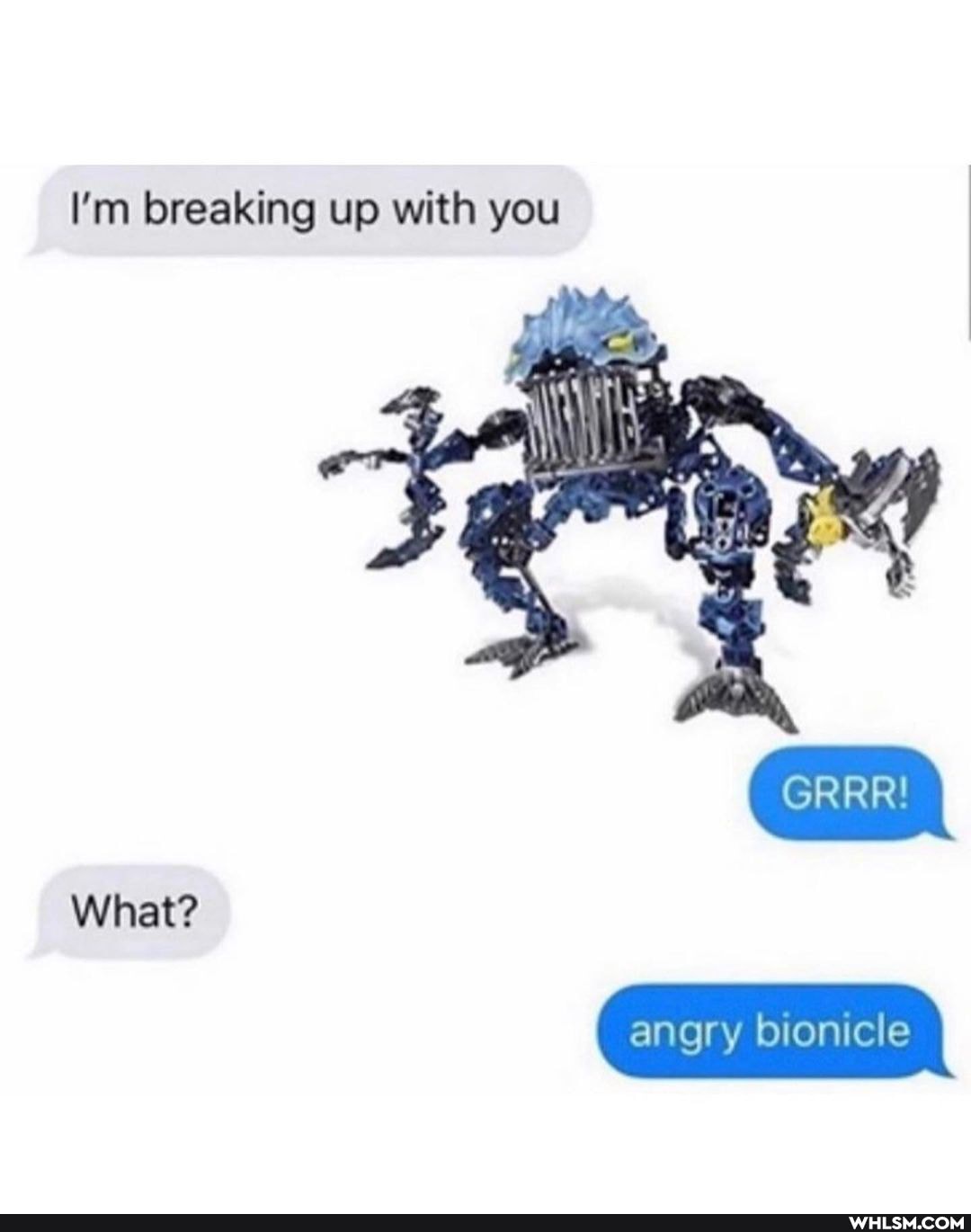 I'm breaking up with you
What?
GRRR
angry bionicle
