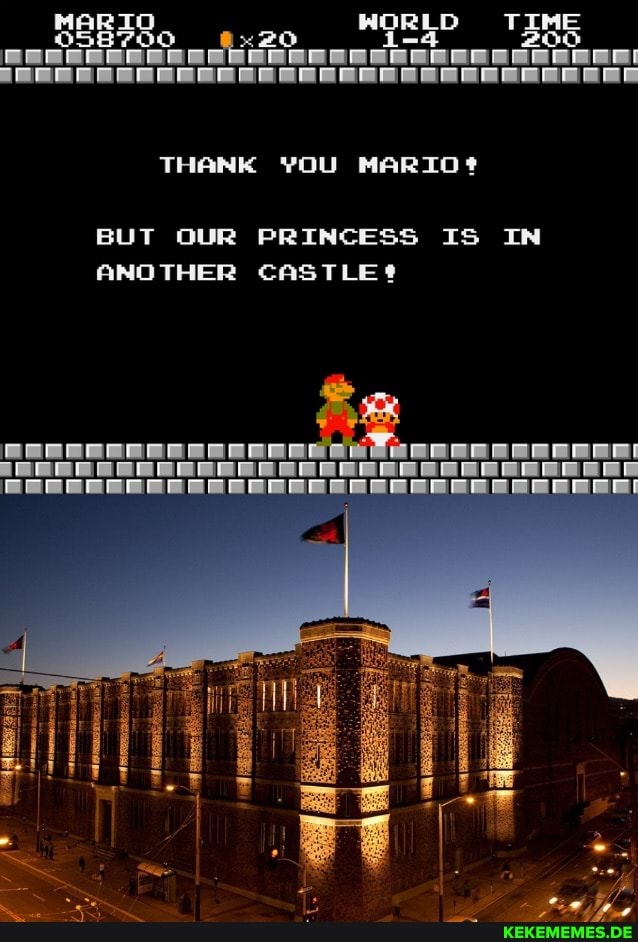 THANK YOU MARIO? BUT OUR PRINCESS IS IN ANOTHER CASTLE?