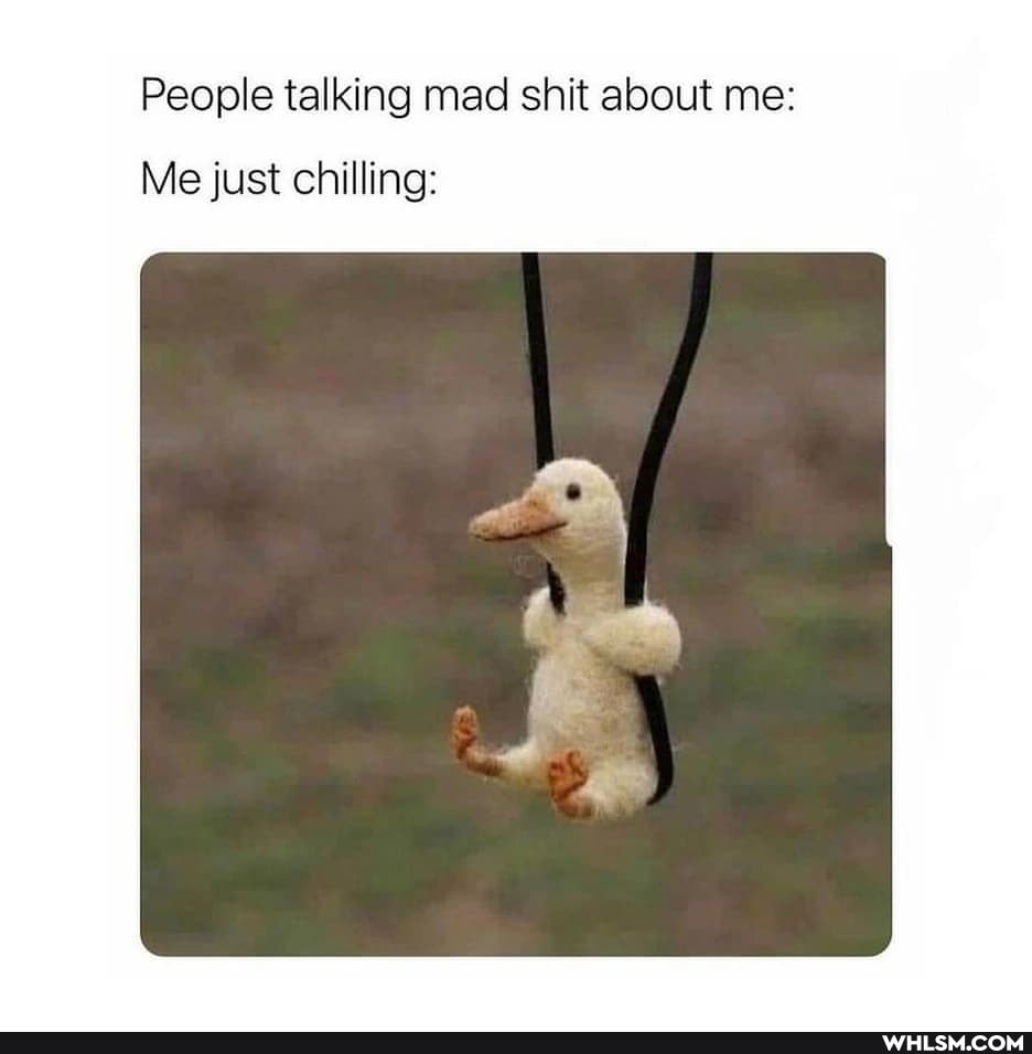 People talking mad shit about me:
Me just chilling: