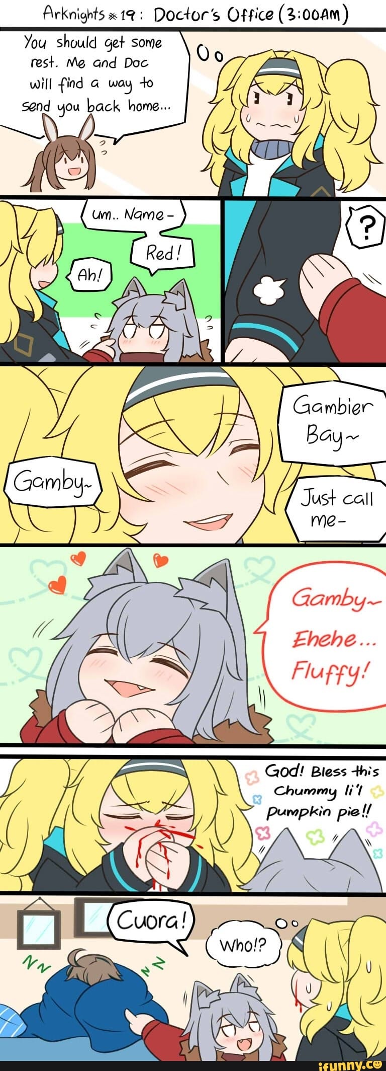 Arknights 17: Doctors Office (3:00Am)
You should get some
rest. Mg and Doc
will find a way to
send you back home...