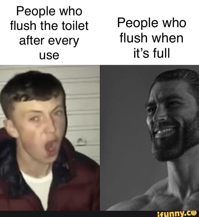 People who flush the toilet People who after every flush when use it's ...