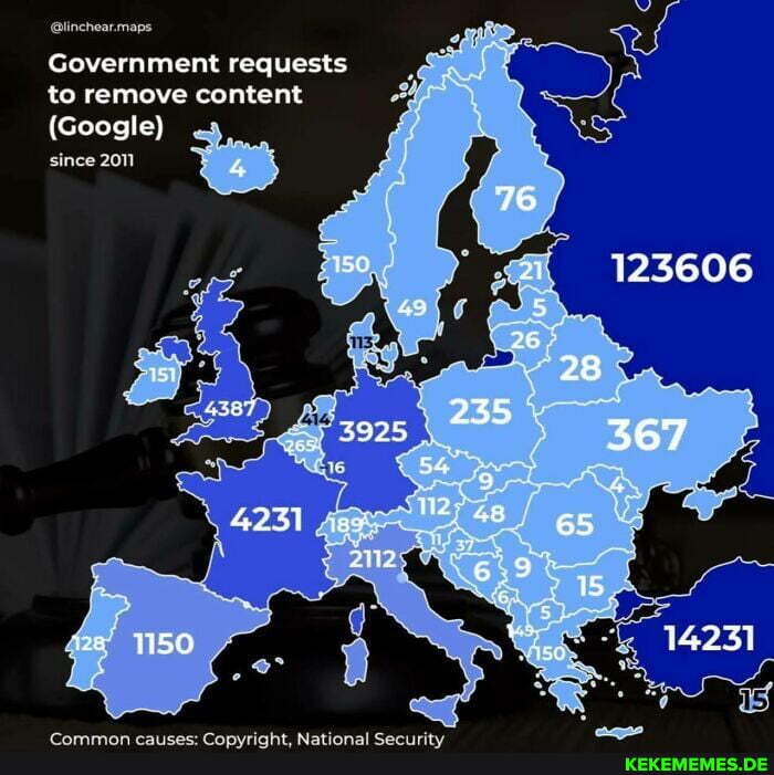 @linchear.maps Government requests to remove content 123606 (Google) since ww