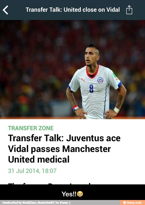 Transfer Talk: United close on Vidal 5
Transfer Talk: Juventus ace
Vidal passes Manchester
United medical - Yes!!π
