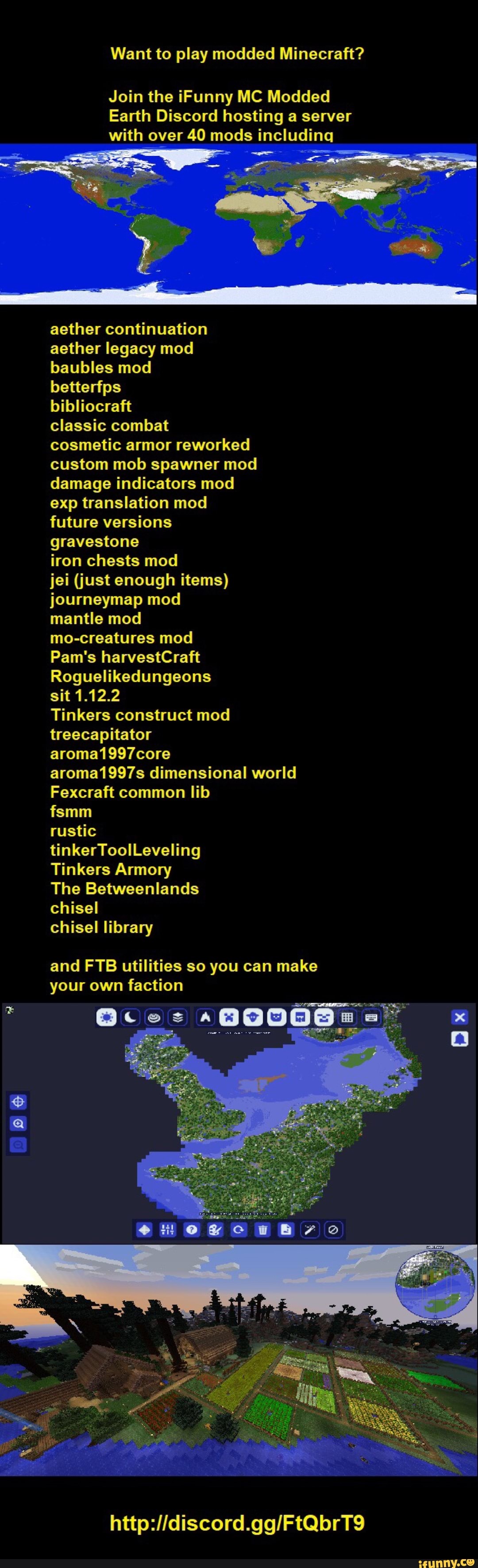 Want To Play Modded Minecraft Join The Ifunny Mc Modded With Over 40 Mods Including Aether Legacy Mod Baubles Mod Classic Combat Cosmetic Armor Reworked Custom Mob Spawner Mod Damage Indicators Mod