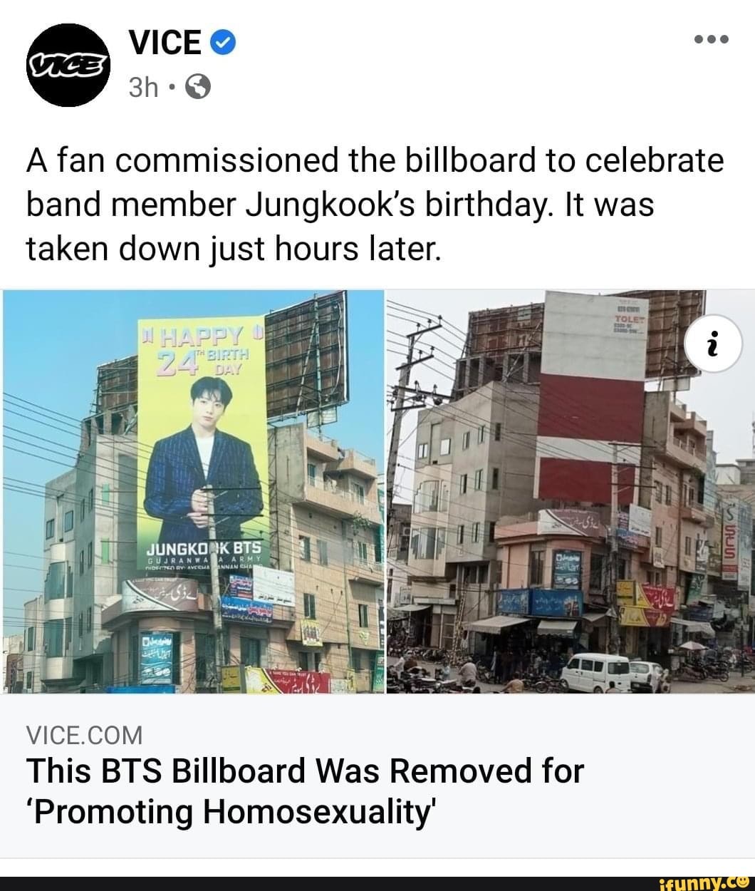 BTS Fans in Pakistan Bought a Billboard — It Was Removed Within Hours
