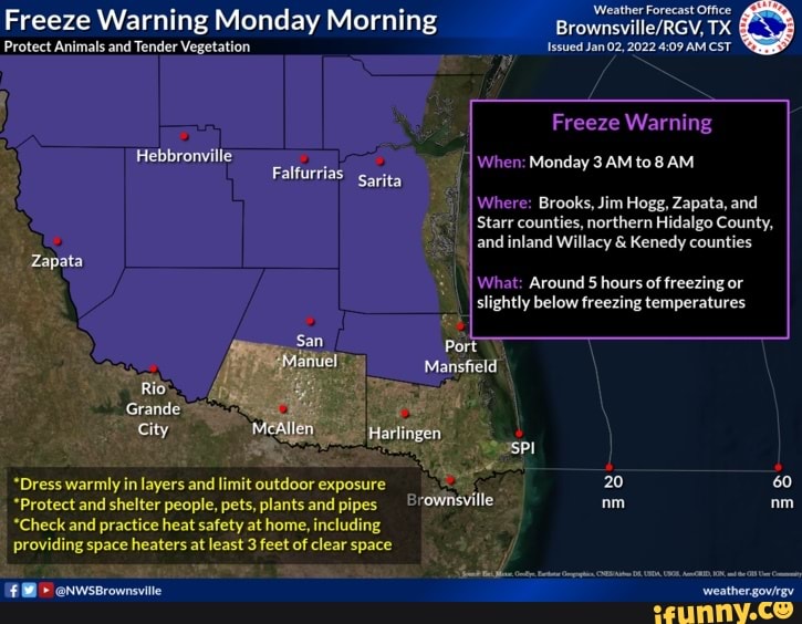 Freeze Warning Monday Morning 'Weather Forecast TX Protect Animals and