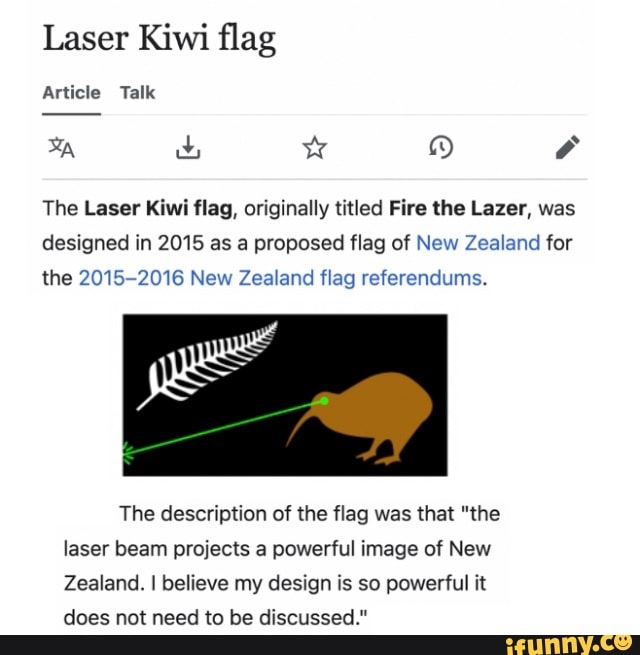 Laser Kiwi Flag Article Talk The Laser Kiwi Flag, Originally Titled ...