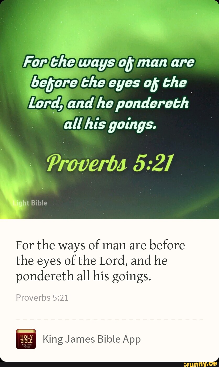 For the ways of man are before the eyes of the lord, and he pondereth