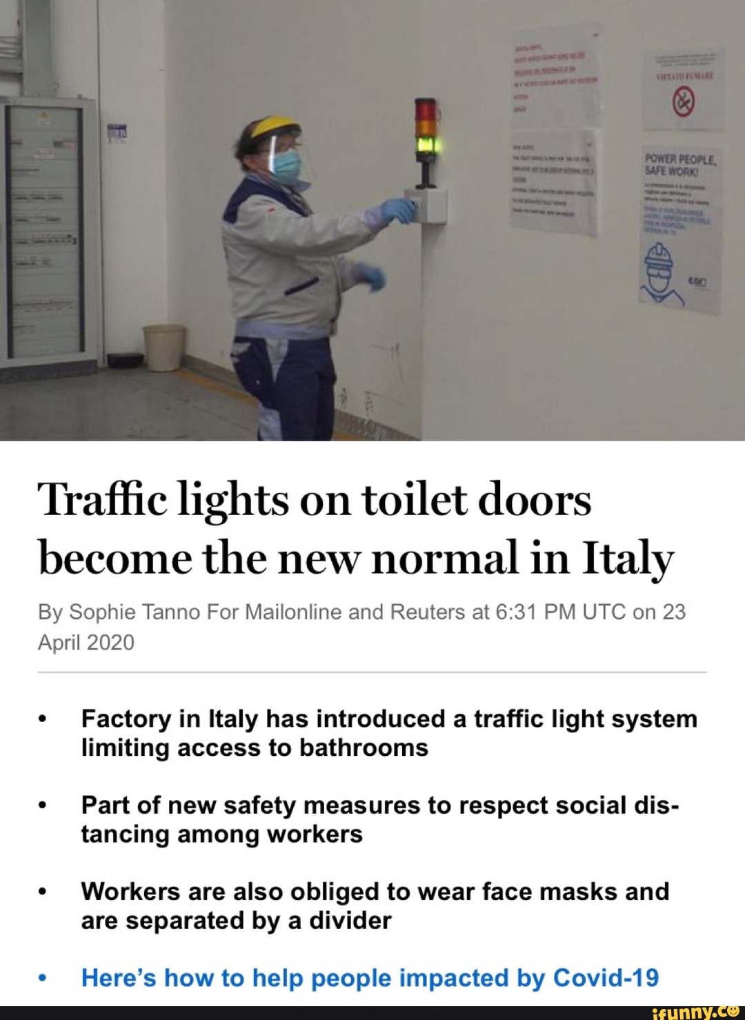Traffic lights on toilet doors the new normal in Italy By Sophie