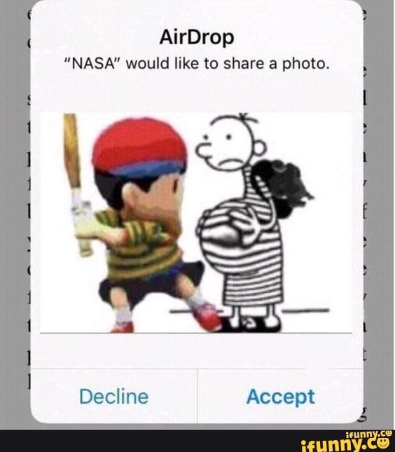 The gregnancy AirDrop "NASA" would like to share a photo. Decline