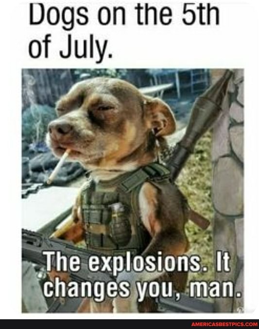 Dogs on the oth
of July.
re
The. explosions: It
Changes you, man.