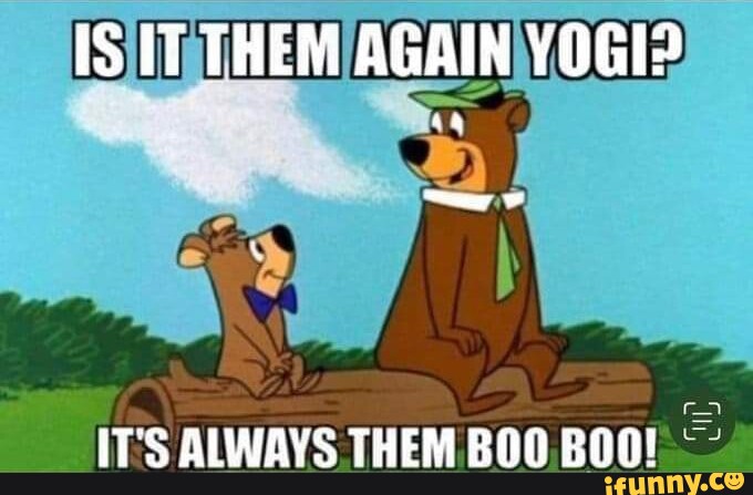 IS THEM AGAIN YOGI? IT'S ALWAYS THEM BOO BOO! - iFunny