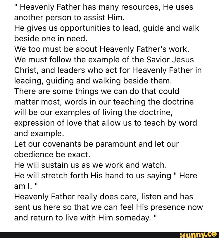 essay about heavenly father