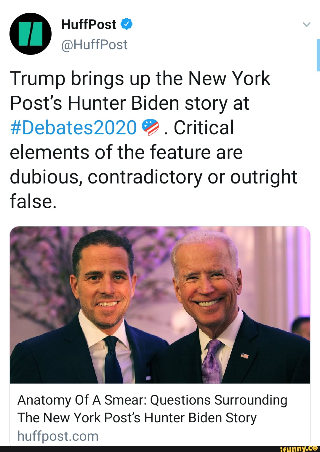 Trump Brings Up The New York Post's Hunter Biden Story At #Debates2020 ...