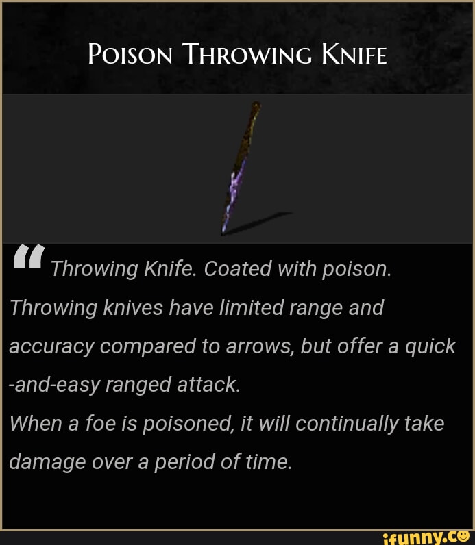 POISON THROWING KNIFE Throwing Knife. Coated with poison. Throwing