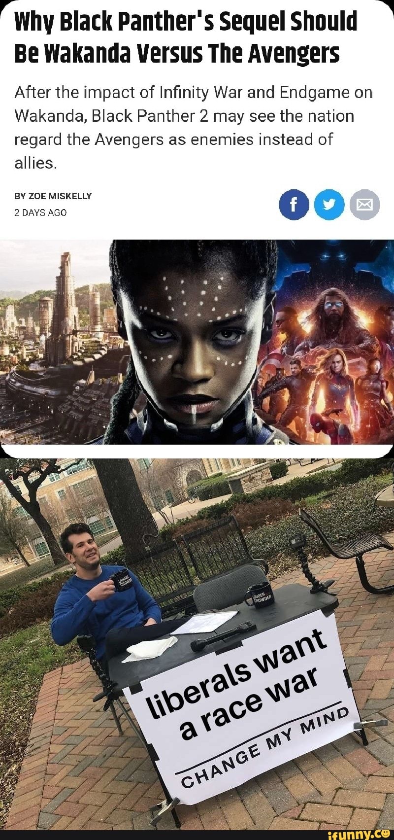Why Black Panther's Sequel Should
Be Wakanda Versus The Avengers
After the impact of Infinity War and Endgame on
Wakanda, Black Panther 2 may see the nation regard the Avengers as enemies instead of allies.
BY ZOE MISKELLY
2 DAYS AGO