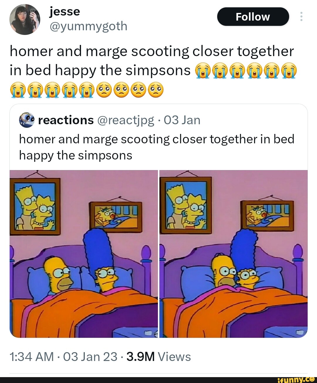 Jesse Yummygoth Follow Homer And Marge Scooting Closer Together In Bed Happy The Simpsons Gb Gd 4511