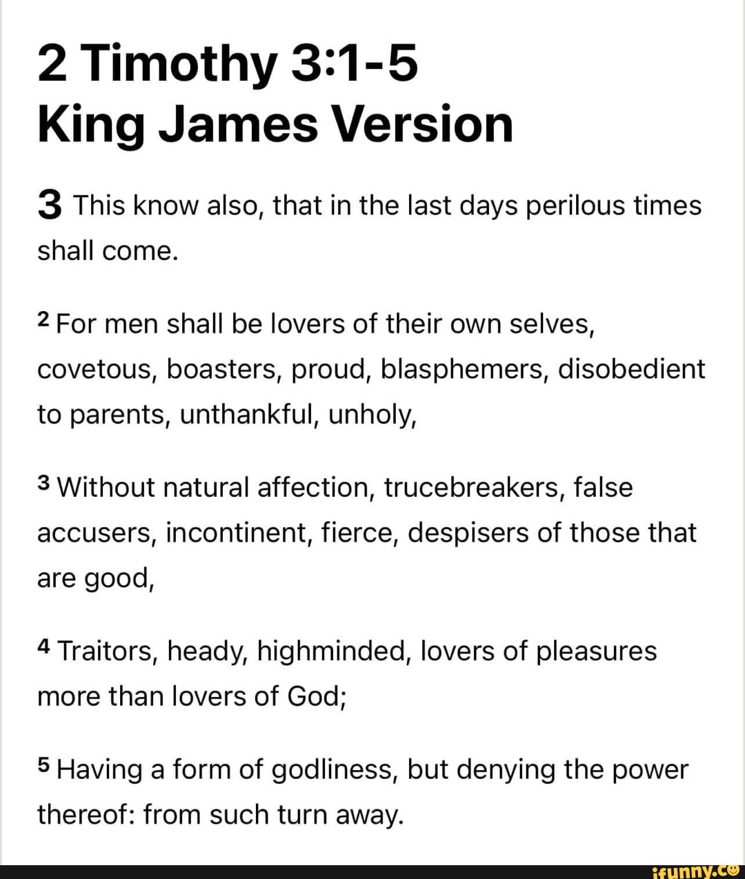 2 Timothy King James Version 3 This Know Also, That In The Last Days ...