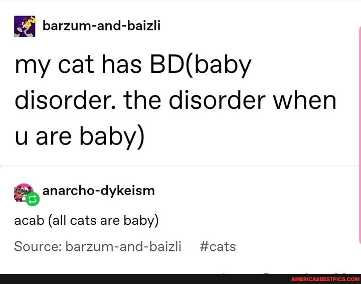 barzum-and-baizli
my cat has BD disorder. the disorder when are baby)
anarcho-dykeism acab (all cats are baby)
Source: barzum-and-baizli #cats