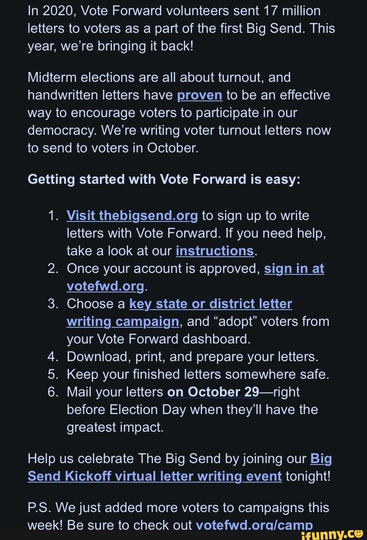 In 2020 Vote Forward Volunteers Sent 17 Million Letters To Voters As A Part Of The First Big 