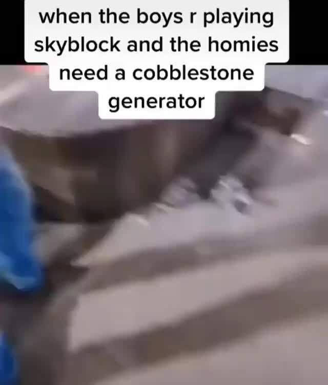 When The Boys R Playing Skyblock And The Homies Need A Cobblestone Generator Ifunny - roblox skyblock memes