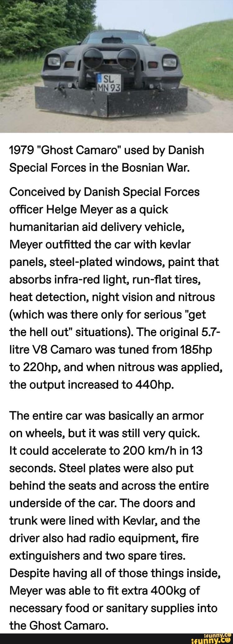 1979 "Ghost Camaro" used by Danish Special Forces in the Bosnian War