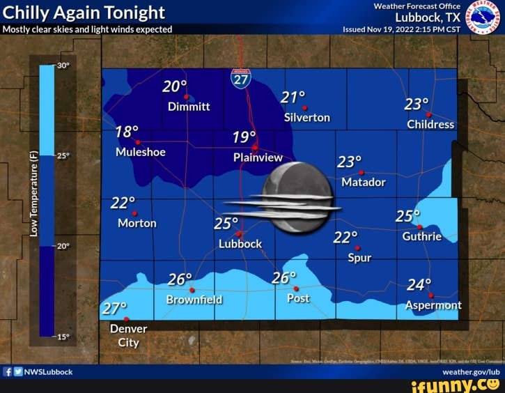 Chilly Again Tonight Lubbock, TX Mostly clear skies and light winds