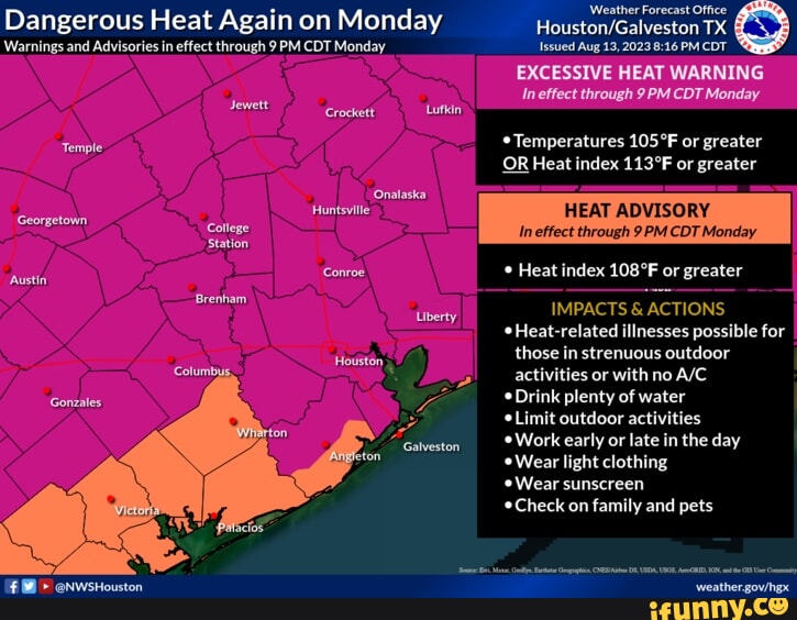 Dangerous Heat Again on Monday Warnings and Advisories in effect
