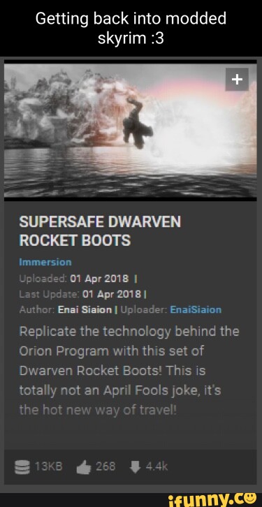 Getting back into modded skyrim :3 SUPERSAFE DWARVEN ROCKET BOOTS ...