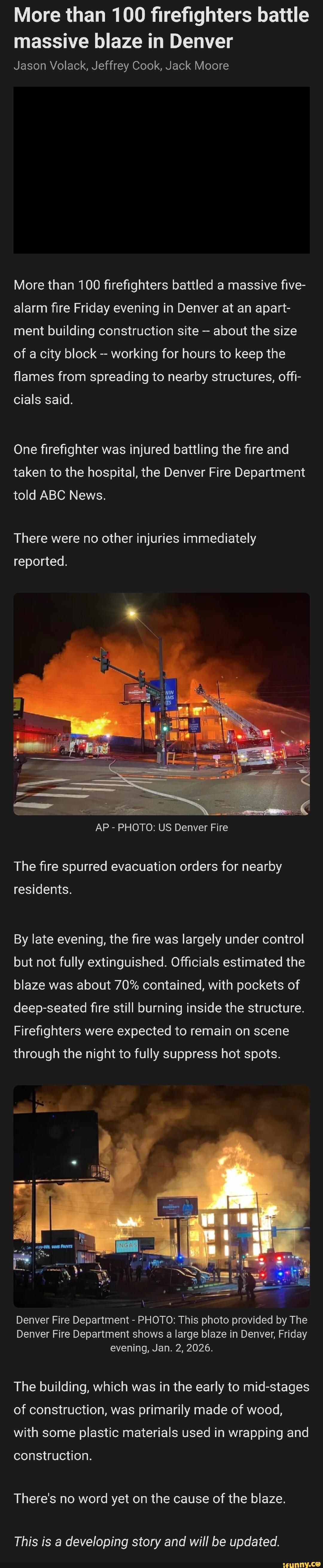 More than 100 firefighters battle massive blaze in Denver Jason Volack ...