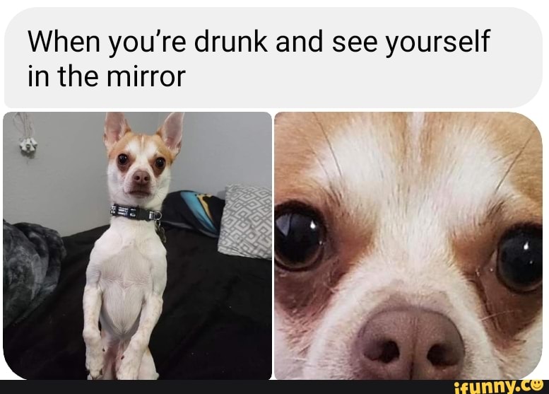 When you're drunk and see yourself
in the mirror