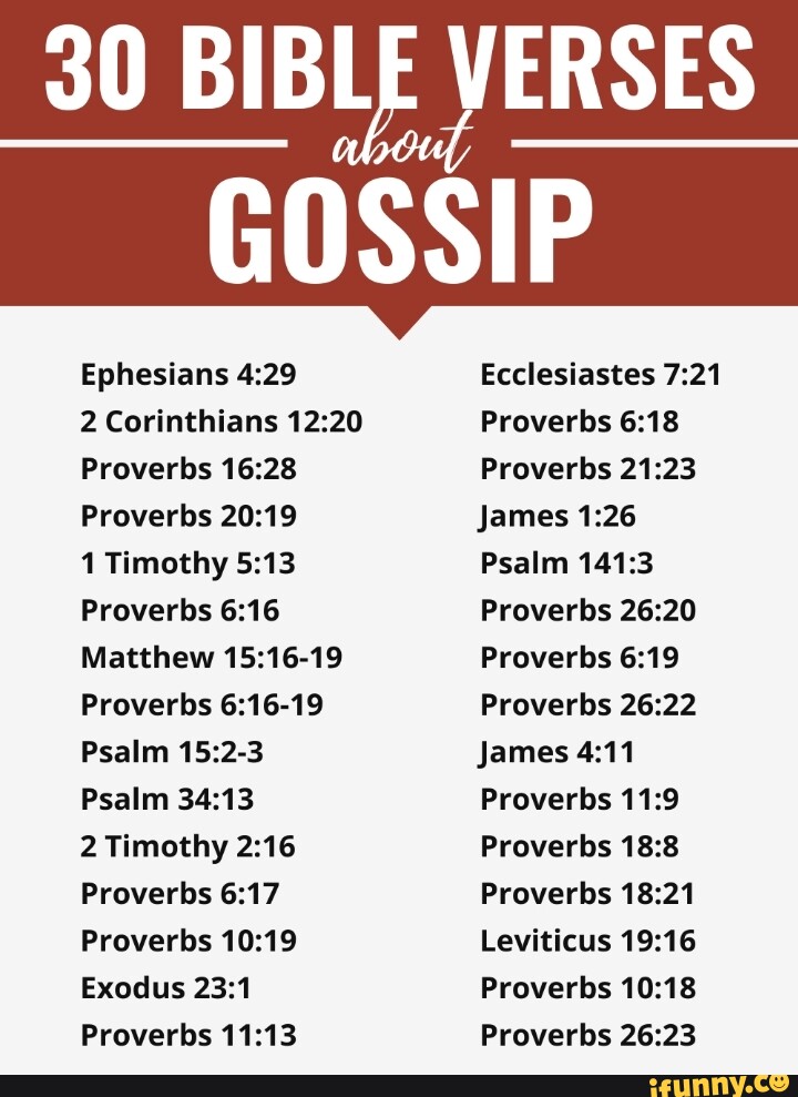 30 BIBLE VERSES GOSSIP Ephesians Ecclesiastes 2 Corinthians Proverbs ...