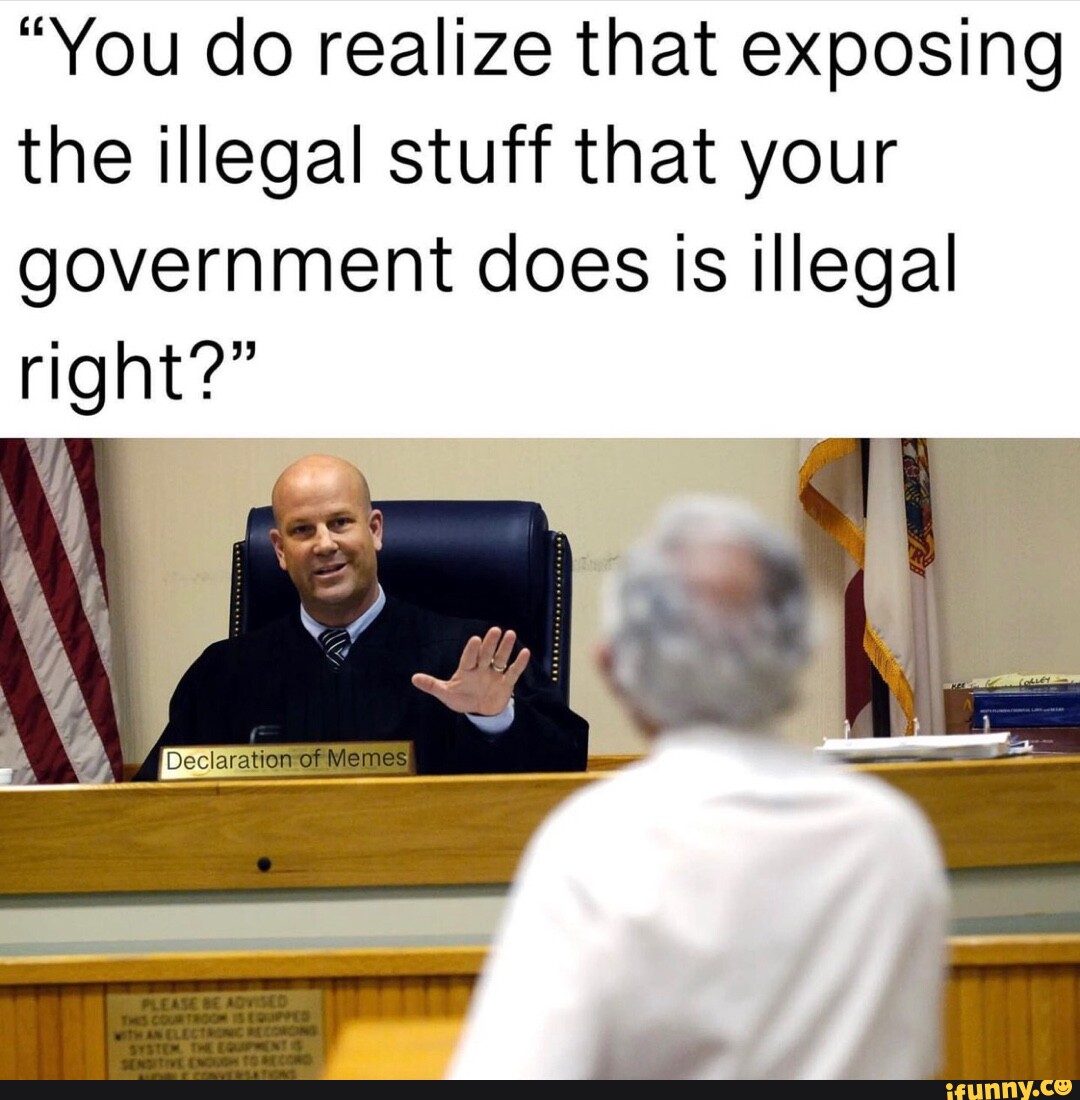 You do realize that exposing the illegal stuff that your government does is illegal right?" WE of - iFunny