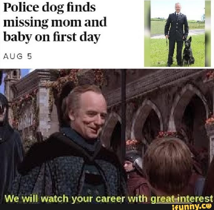 Police dog finds missing mom and baby on first day
AUG 5
We will watch your career with greatinterest