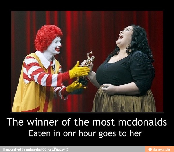 MeL i
The winner of the most mcdonalds
Eaten in onr hour goes to her - The winner of the most mcdonalds
Eaten in onr hour goes to her