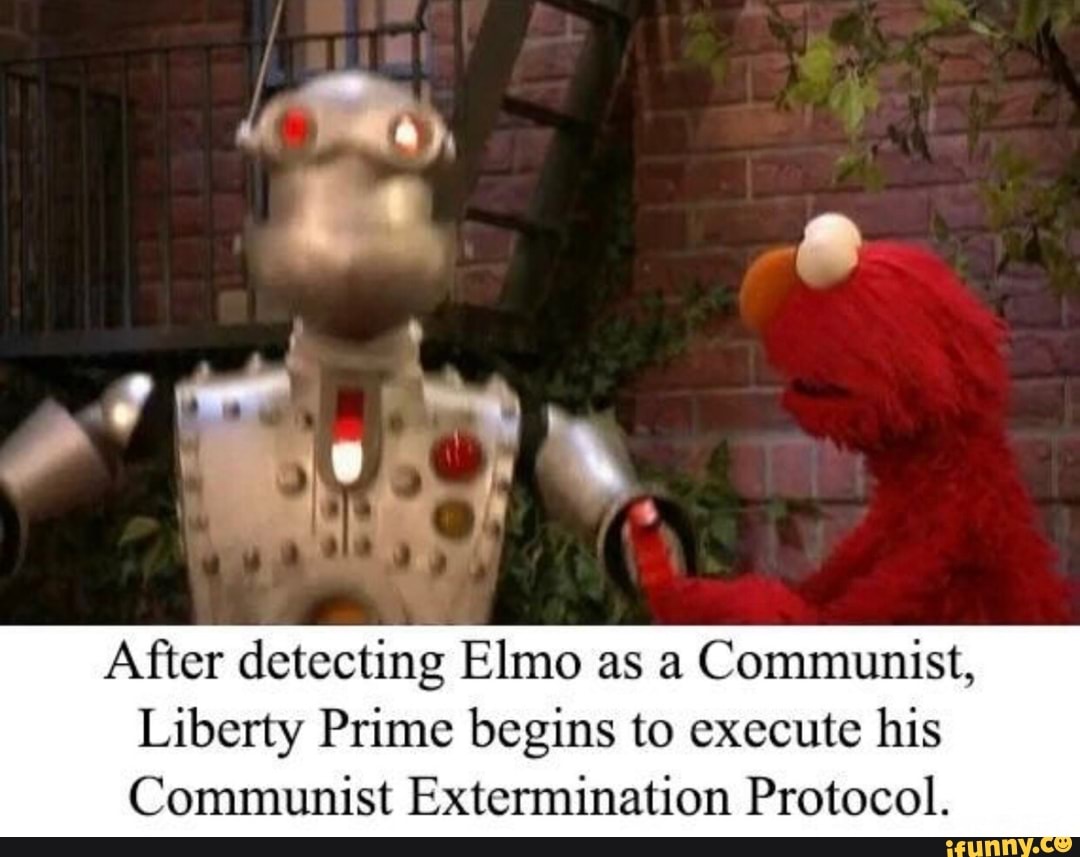 Aftcr detecting Elmo as a Communist, Liberty Primc begins to cxccutc his Co...
