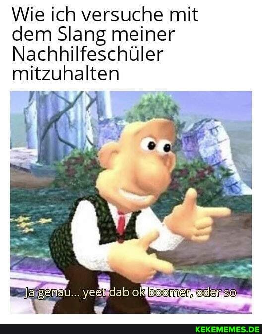 Wie ich versuche mit dem Slang meiner
Nachhilfeschüler
mitzuhalten
ja eM...