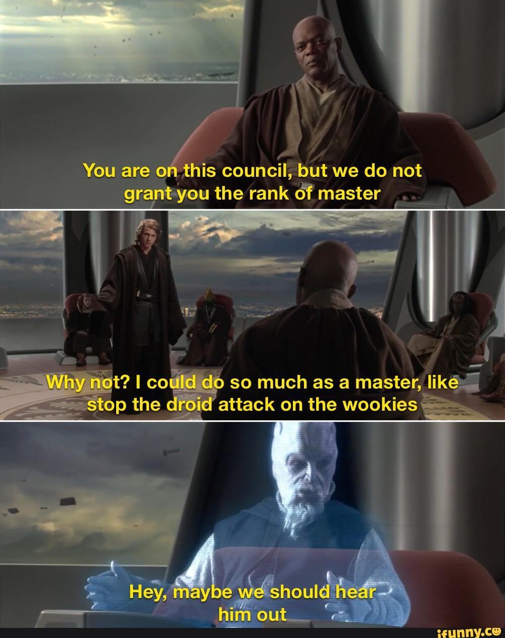 You are on this council, but we do not grant you grantyou the rank 
