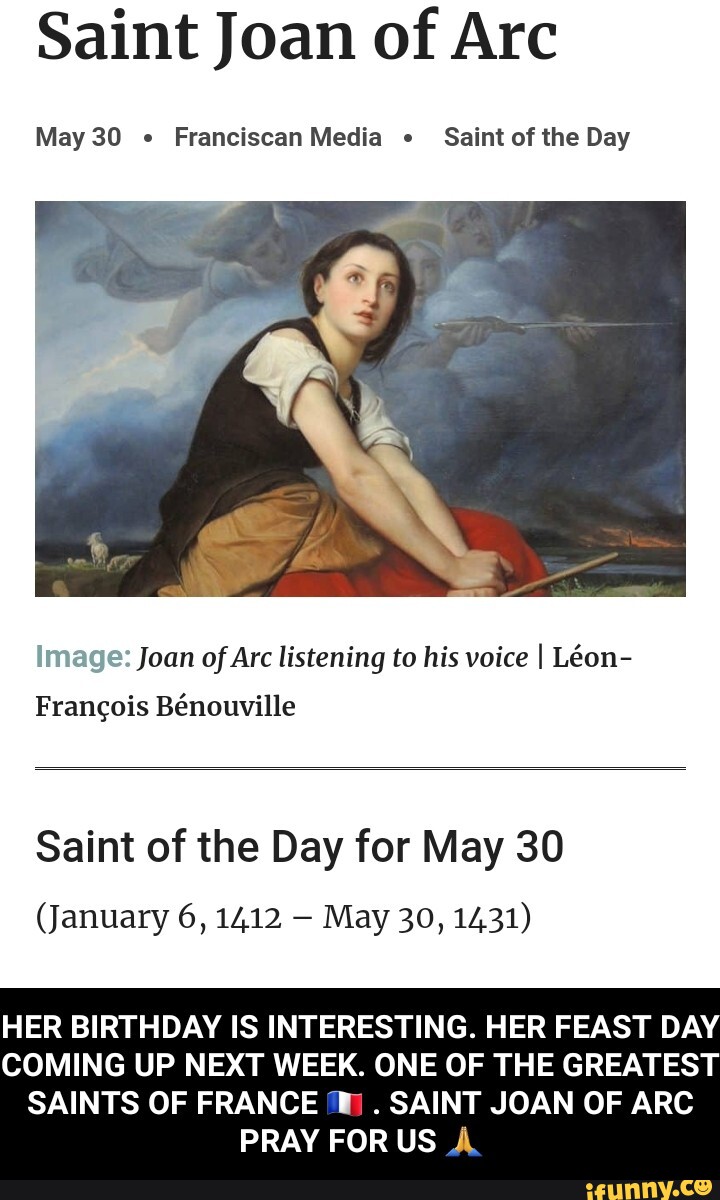 Saint Joan of Arc May 30 Franciscan Media Saint of the Day Image: Joan