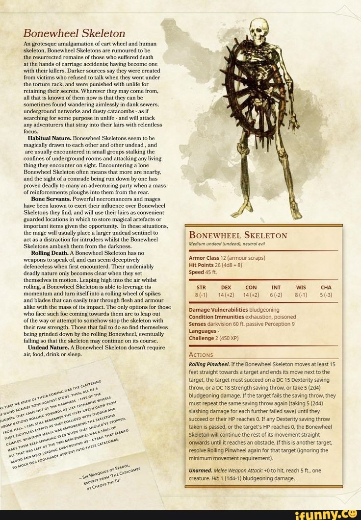 Bonewheel Skeleton 'An grotesque amalgamation Bonewheel of Skeletons