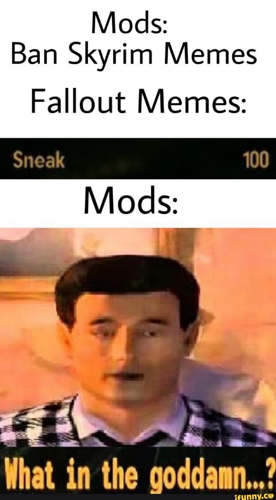 Mods Ban Skyrim Memes Fallout Memes Lhat 1n The Oddann Ifunny