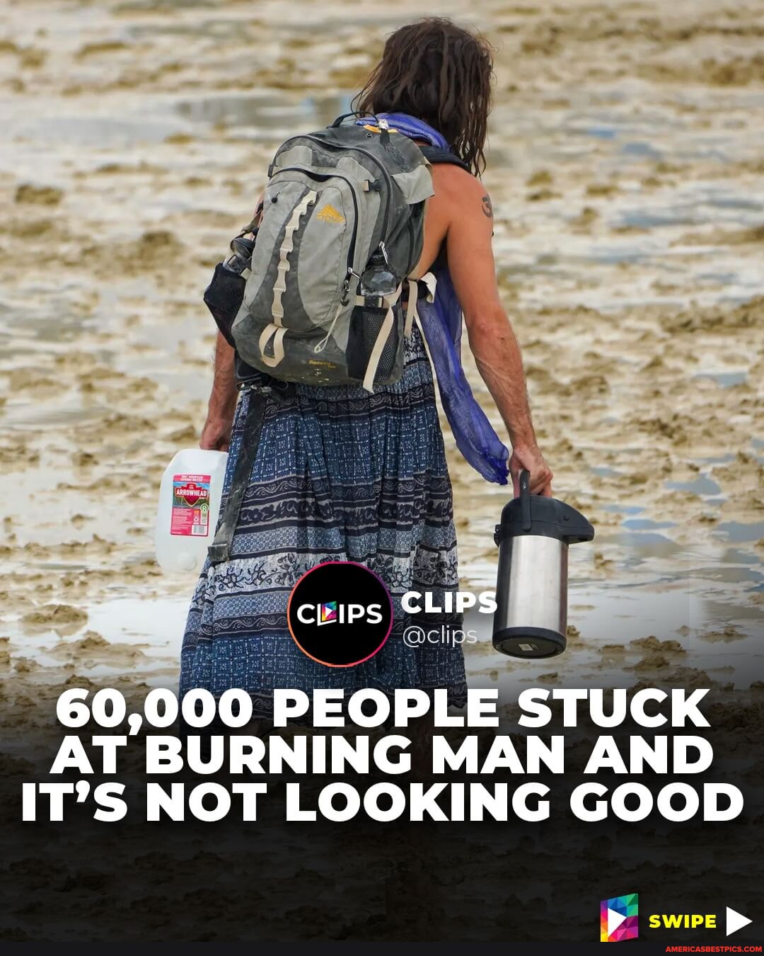 Thousands of attendees at the Burning Man festival in a remote stretch