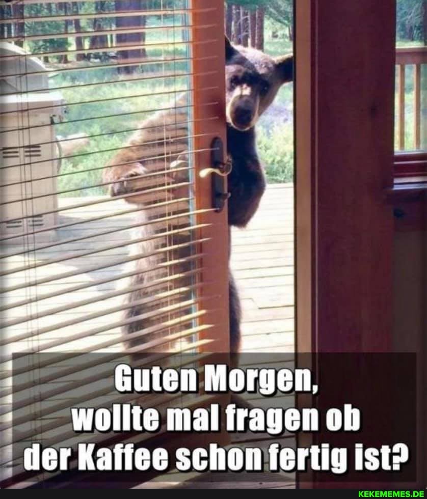 -Guten Morgen, wollte mal fragen oh der Kaffee schon fertig ist?