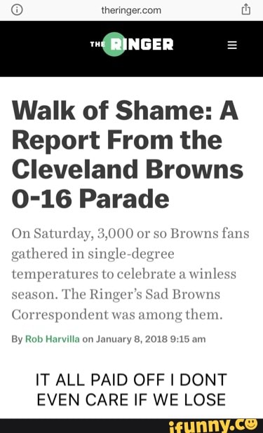 Cleveland Browns Fans Celebrating 0-16 Season with Parade