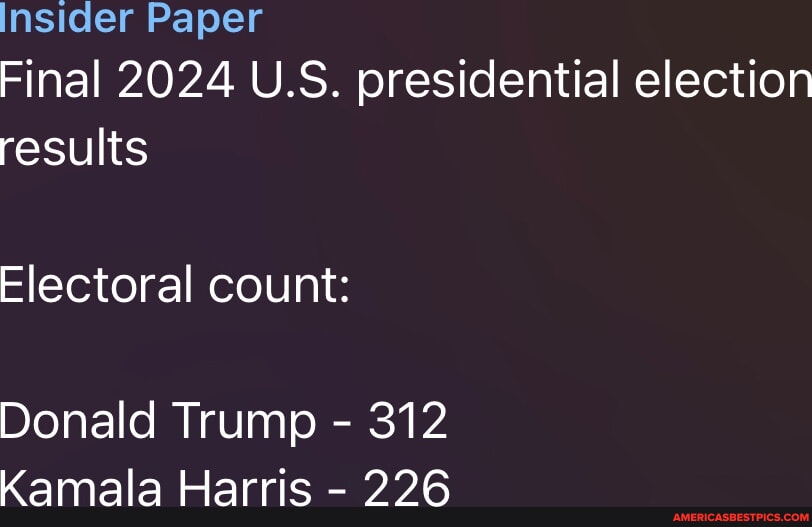 Insider Paper Final 2024 U.S. presidential election results Electoral