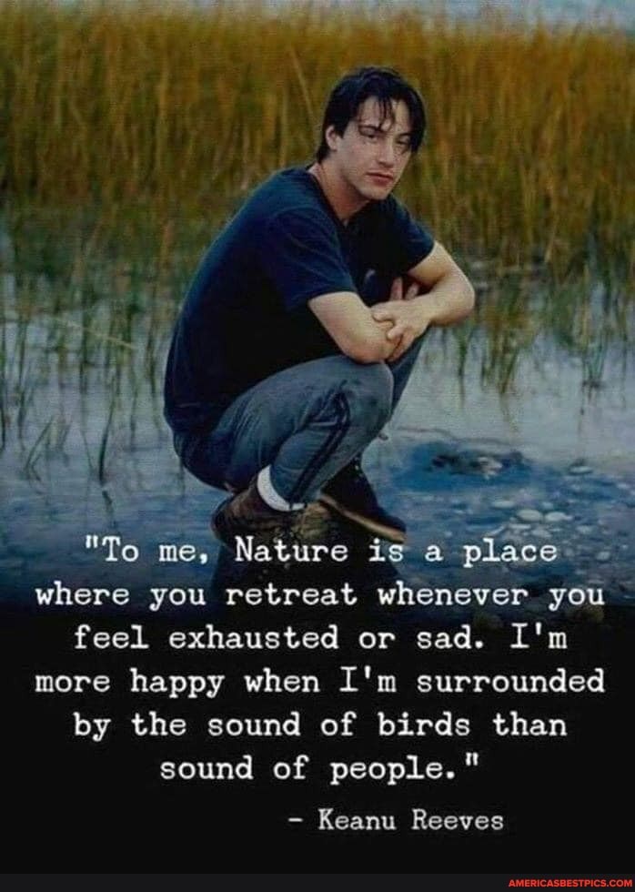 "To me, Nature is a place where you retreat whenever you feel exhausted or sad. I'm more happy when I'm surrounded by the sound of birds than sound of people."
Reanu Reeves